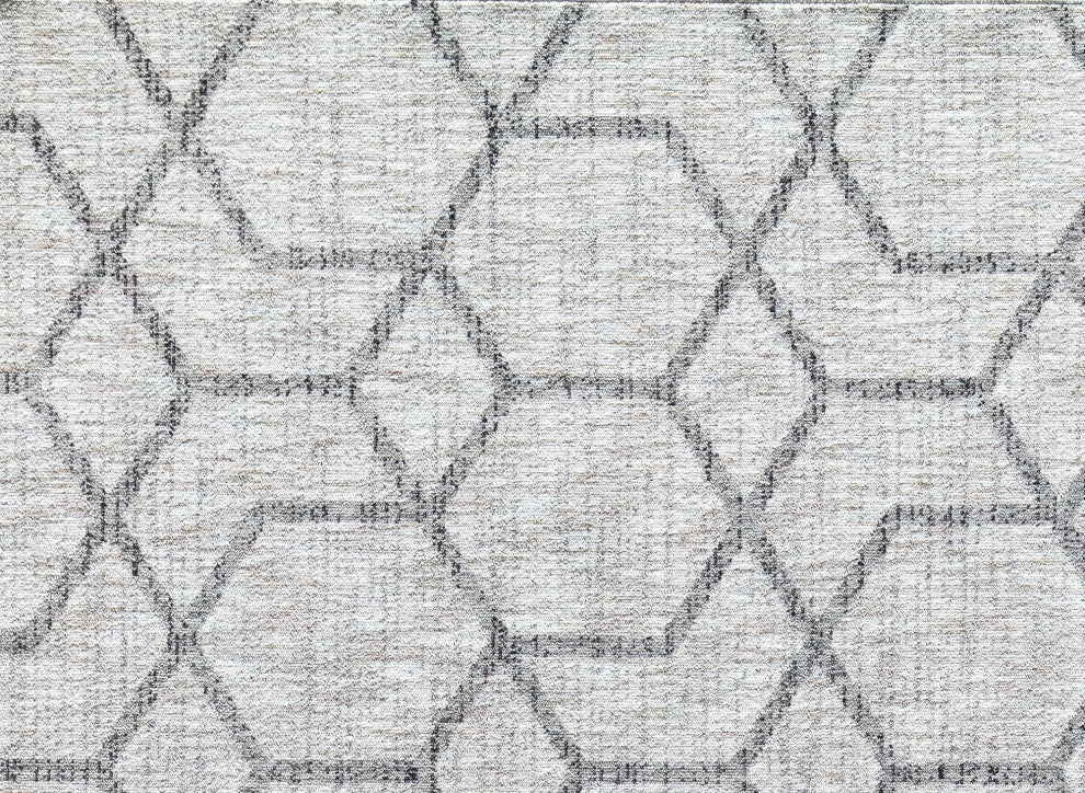 Jade Gray Stone Geometric Contemporary Gray Recycled Area Rug, 2'6" X 8'