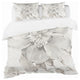indigold Gray Peonies Ii Cottage Duvet Cover Set, Twin
