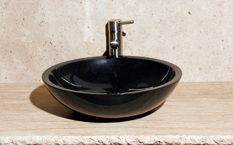 V-VR18 Black Granite Polished Vessel Sink