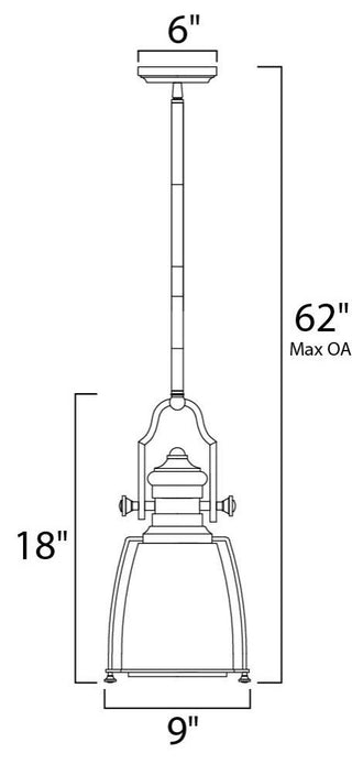 Maxim 25002 Hi-Bay 9"W 1 Light Pendant - Satin Nickel / Clear Glass