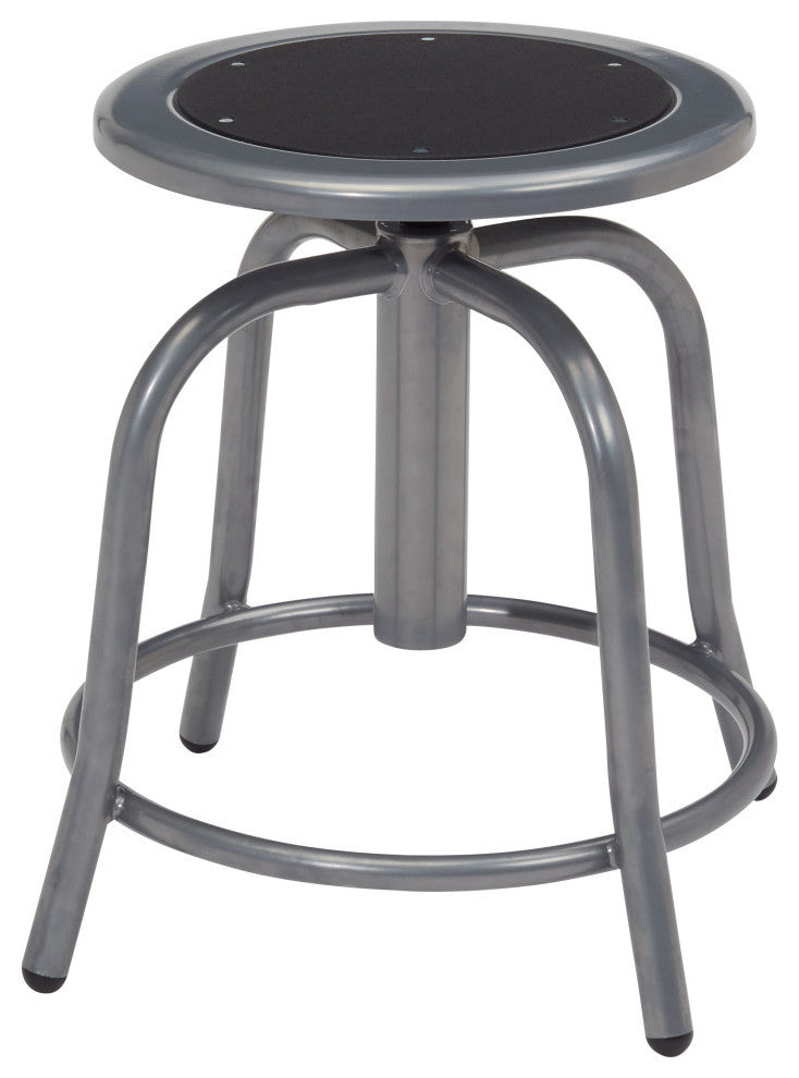 NPS 18-24" Height Adjustable Swivel Stool, Grey Frame, Black Seat