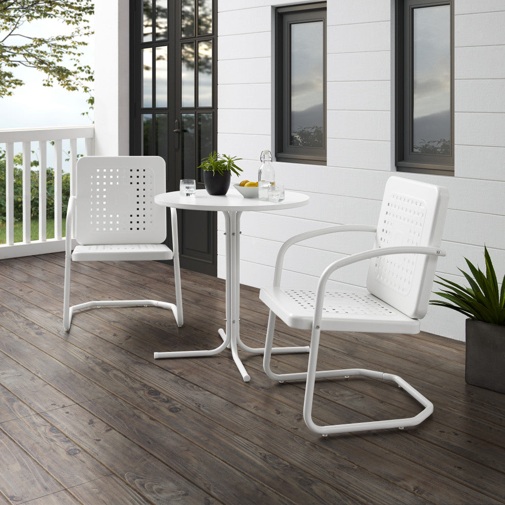 Bates 3-Piece Outdoor Bistro Set, White Gloss