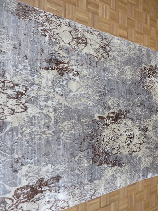 6x9 Handmade Gray Modern Abstract Oriental Rug With Silk