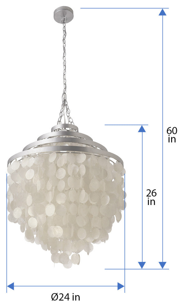 Round Chandelier With Capiz Shells, White