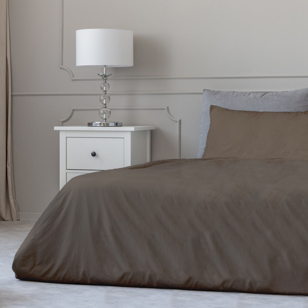 Egyptian Cotton Feel Cool Soft, 4-Piece Sheet, Deep Pockets, Taupe, Queen