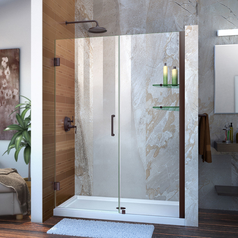 DreamLine Unidoor 50" to 51" Frameless Hinged Shower Door, Oil Rubbed Bronze