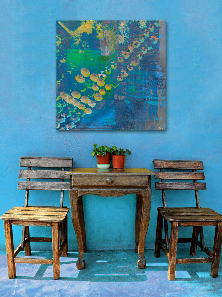 "Superimposed" Painting Print on Wrapped Canvas, 18"x18"