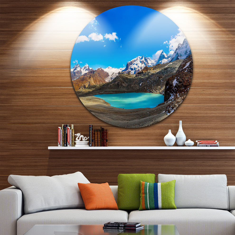 Alps Mountain Fountain, Photography Round Wall Art, 23"