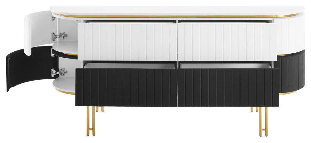 Valencia Performance Velvet Sideboard White Black -5635