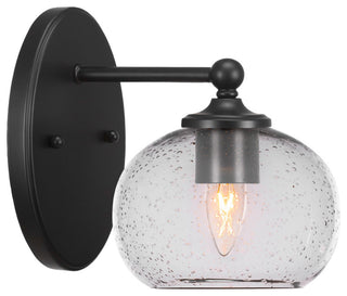 Capri 1-Light Wall Sconce, Matte Black/Clear Bubble