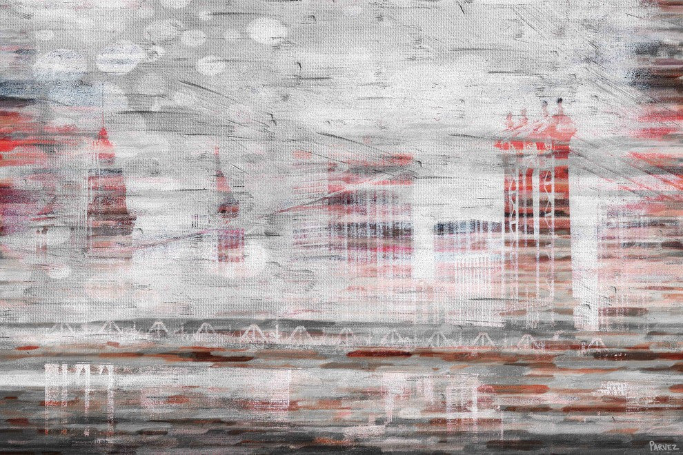 "NYC in Red" Print on Canvas, 36"x24"