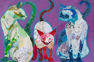 "Trois Chats" Painting Print on Wrapped Canvas, 60x40