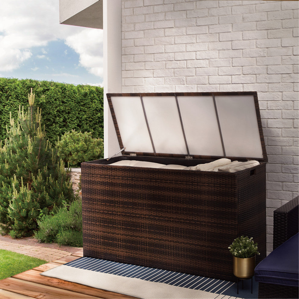 Wicker 154 Gallon Patio Storage Chest, Brown