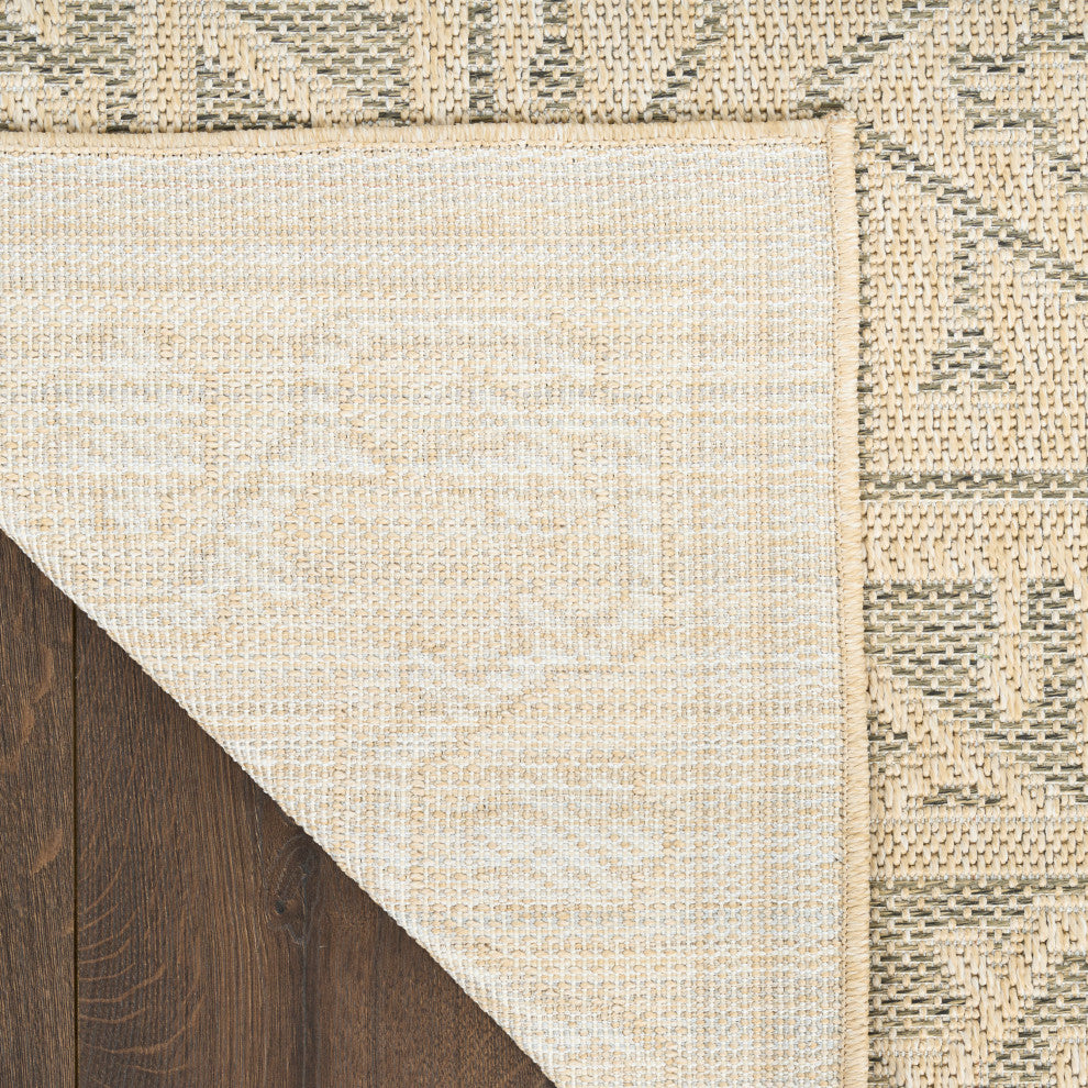 Nourison Tulum 2'2" x 8' Taupe Olive Outdoor Rug