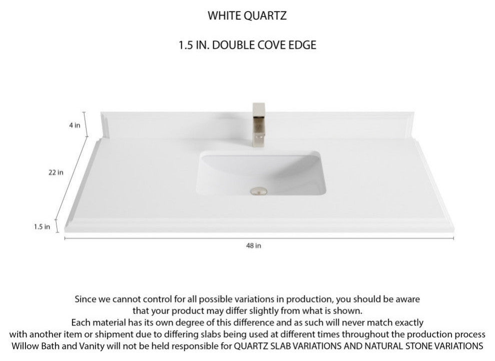 Elizabeth 48 Single Sink Bath Vanity in Dark Walnut Teak 1.5" White Quartz