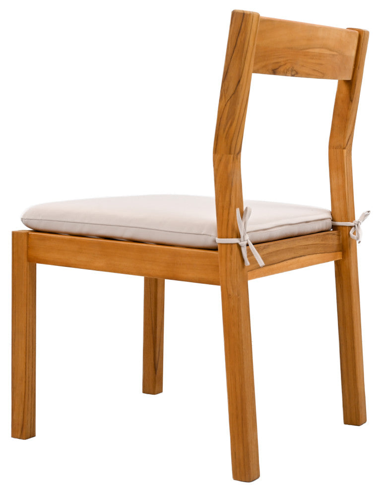 Safavieh Couture Indoor-Outdoor Mayaguana Teak Dining Chair, Natural/White