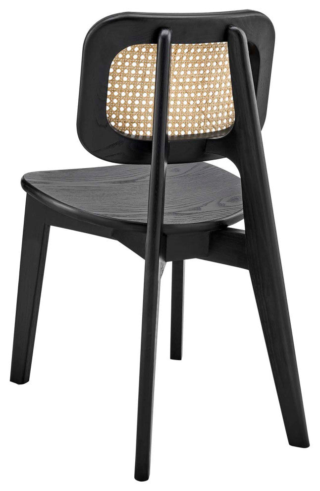 Side Dining Chair, Set of 2, Black, Wood, Modern, Cafe Bistro Hospitality