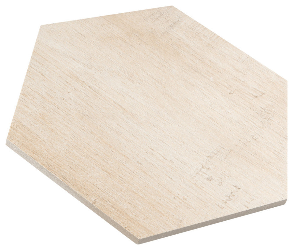 Sawnwood Hex Beige Porcelain Floor and Wall Tile