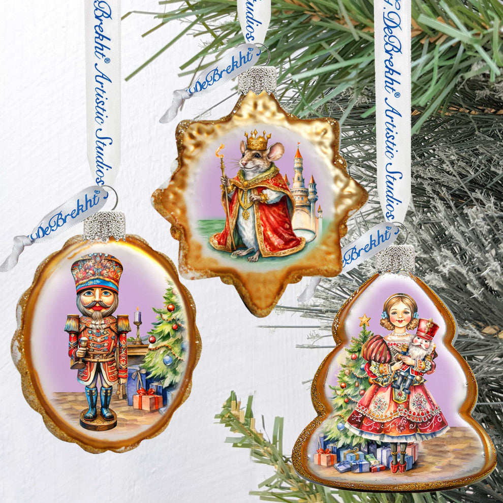 Nutrcracker Mercury Glass Ornaments Set of 3