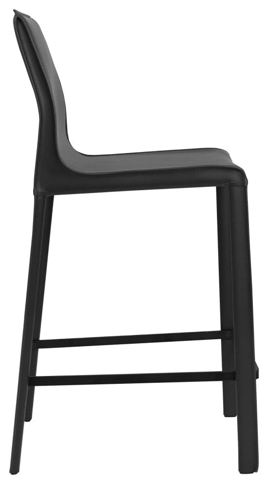 Elite Living Stan Leather 26" Counter Height Bar Stool, Black