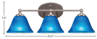 Capri 3-Light Bath Bar, Brushed Nickel/Blue Italian