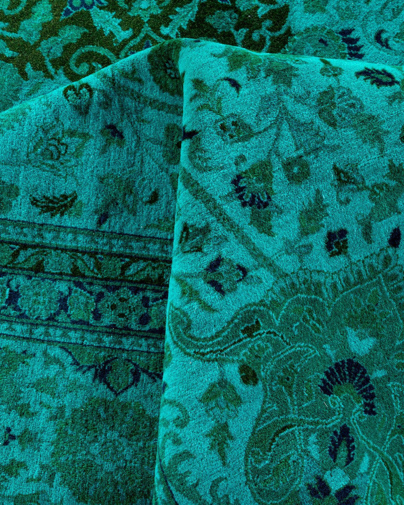 Fine Vibrance, One-of-a-Kind Hand-Knotted Area Rug Green, 9'2"x12'3"