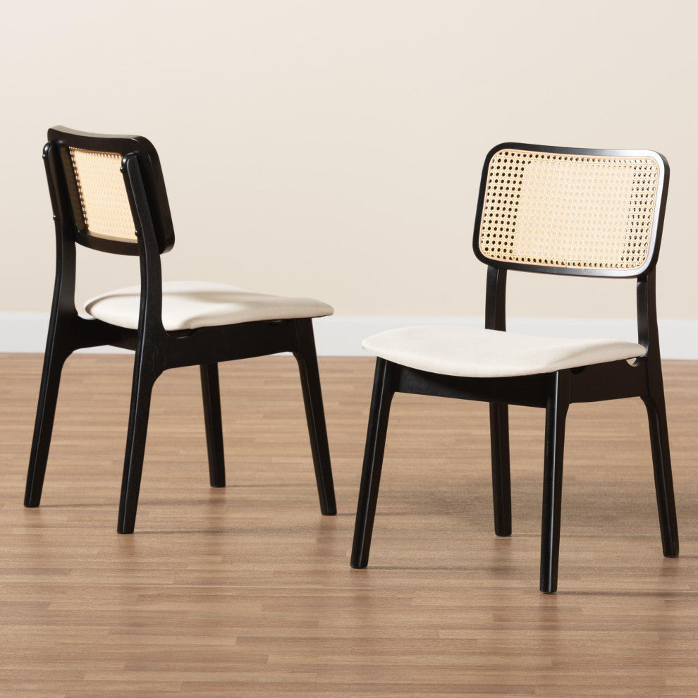 Dian 2-Piece Dining Chair Set, Cream/Black