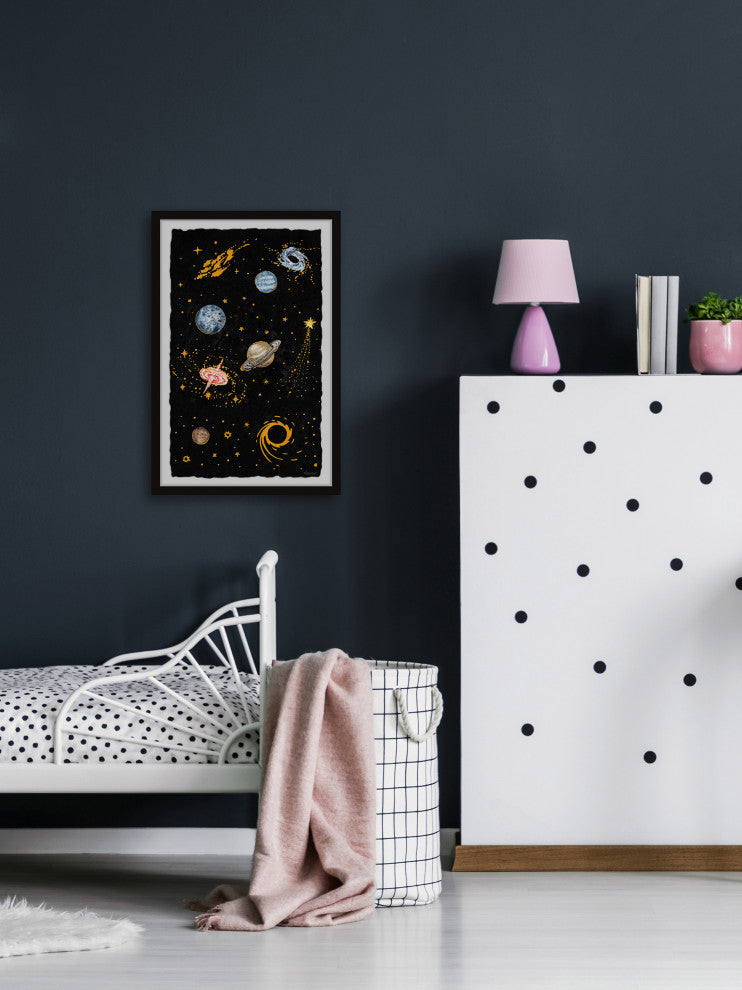 "Dark Outer Space" Framed Painting Print, 8x12