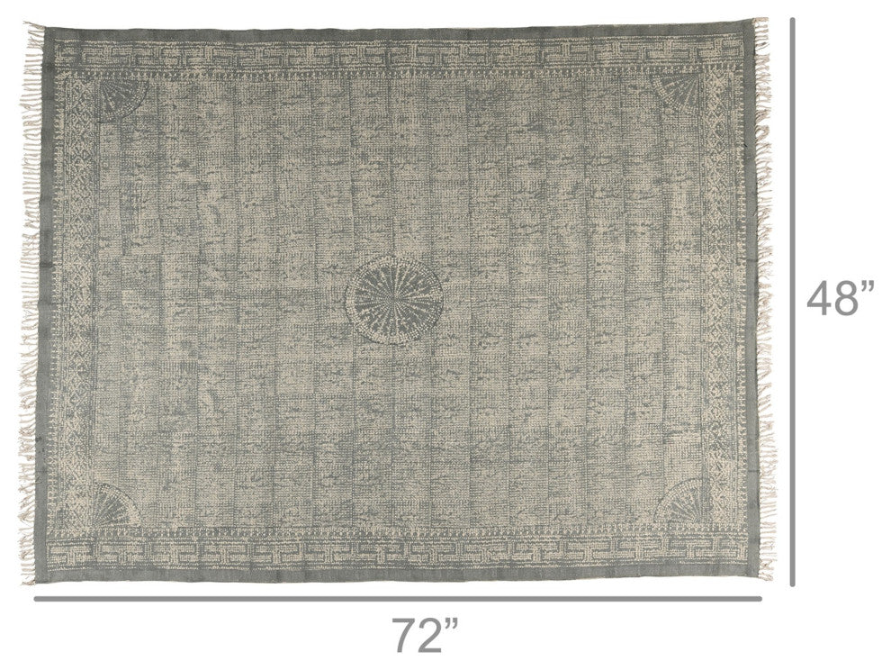 8" x 10" Sky Gray Distressed Medallion Area Rug