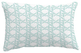 Rattan Geometric Geometric Print Pillow With Linen Texture, Pale Blue, 14"x20"