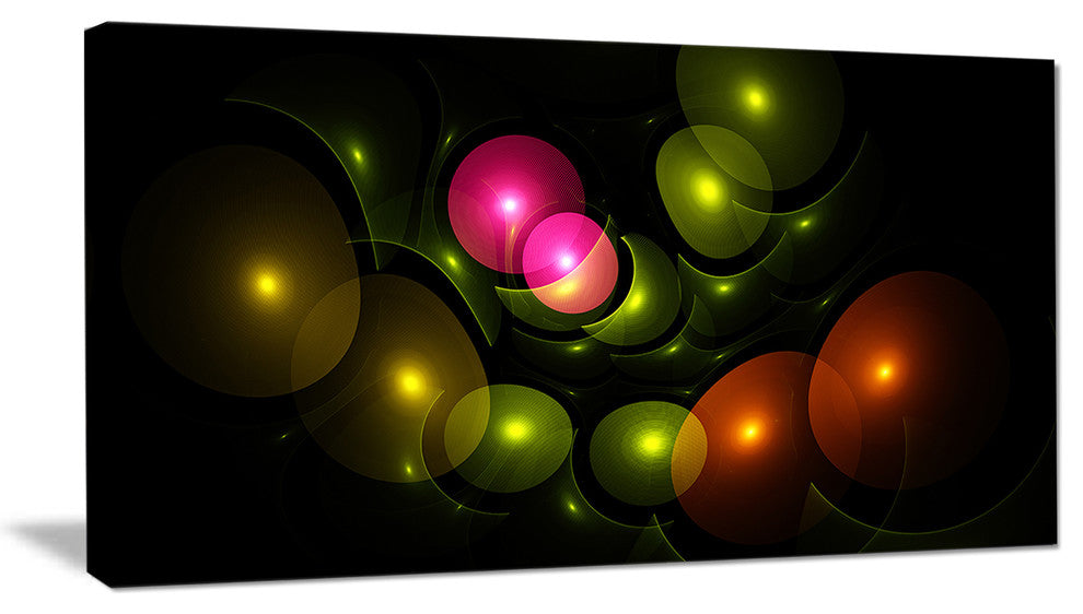 Multi Color 3D Surreal Circles, Abstract Wall Art Canvas, 32x16