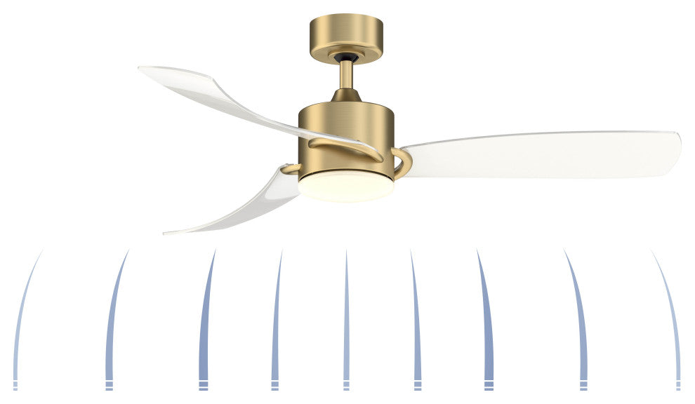 SculptAire, 52" Brushed Satin Brass With Clear Blades and LED Light
