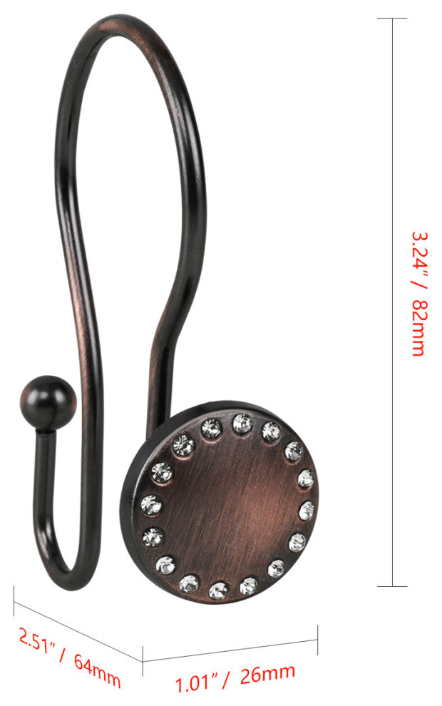 Utopia Alley Shower Hooks - Double Shower Curtain Rings for Bathroom, Set of 12, Oil Rubbed Bronze