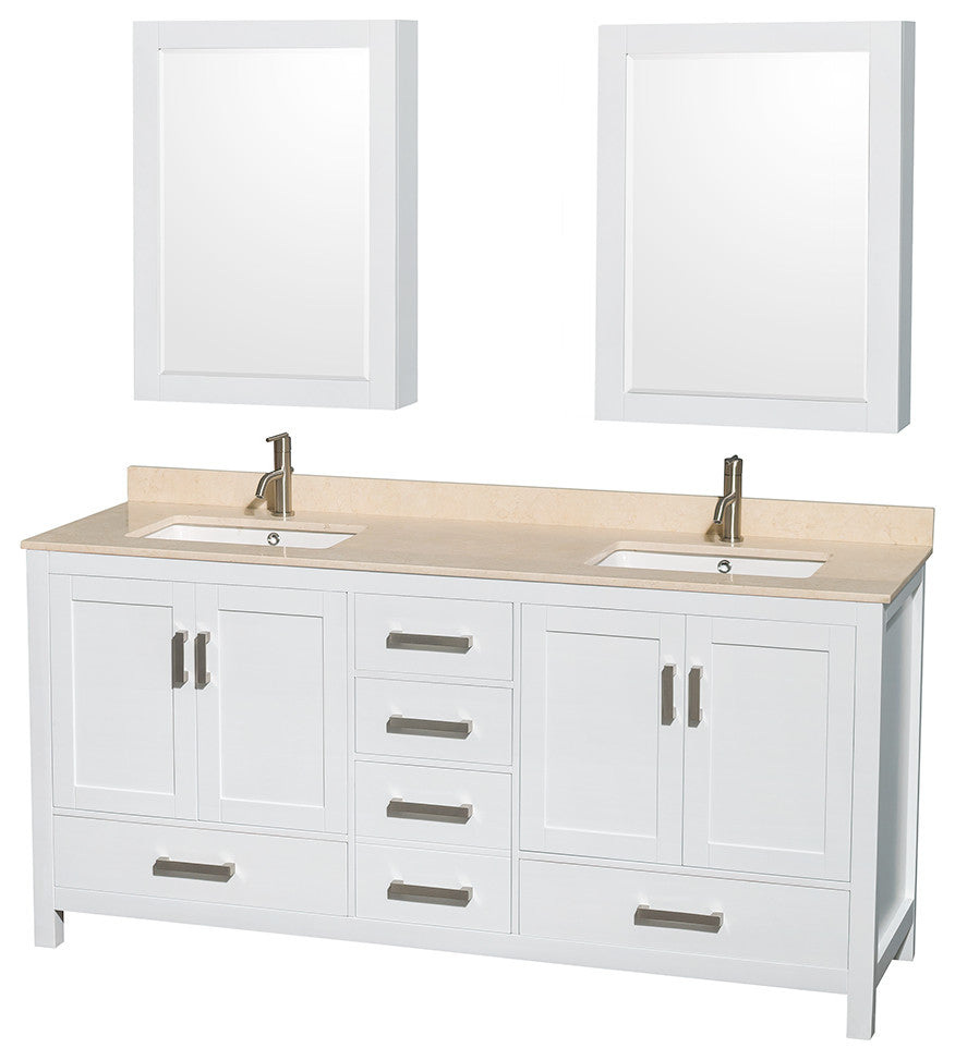 Wyndham WCS141472DWHIVUNSMED 72 In. Double Bathroom Vanity in White