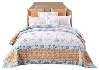 Tache Elegant Floral Embroidery Quilt Bedspread, Twin