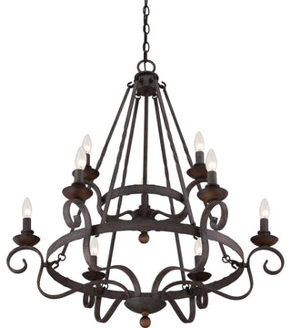 Quoizel NBE5009RK Nine Light Chandelier Noble Rustic Black