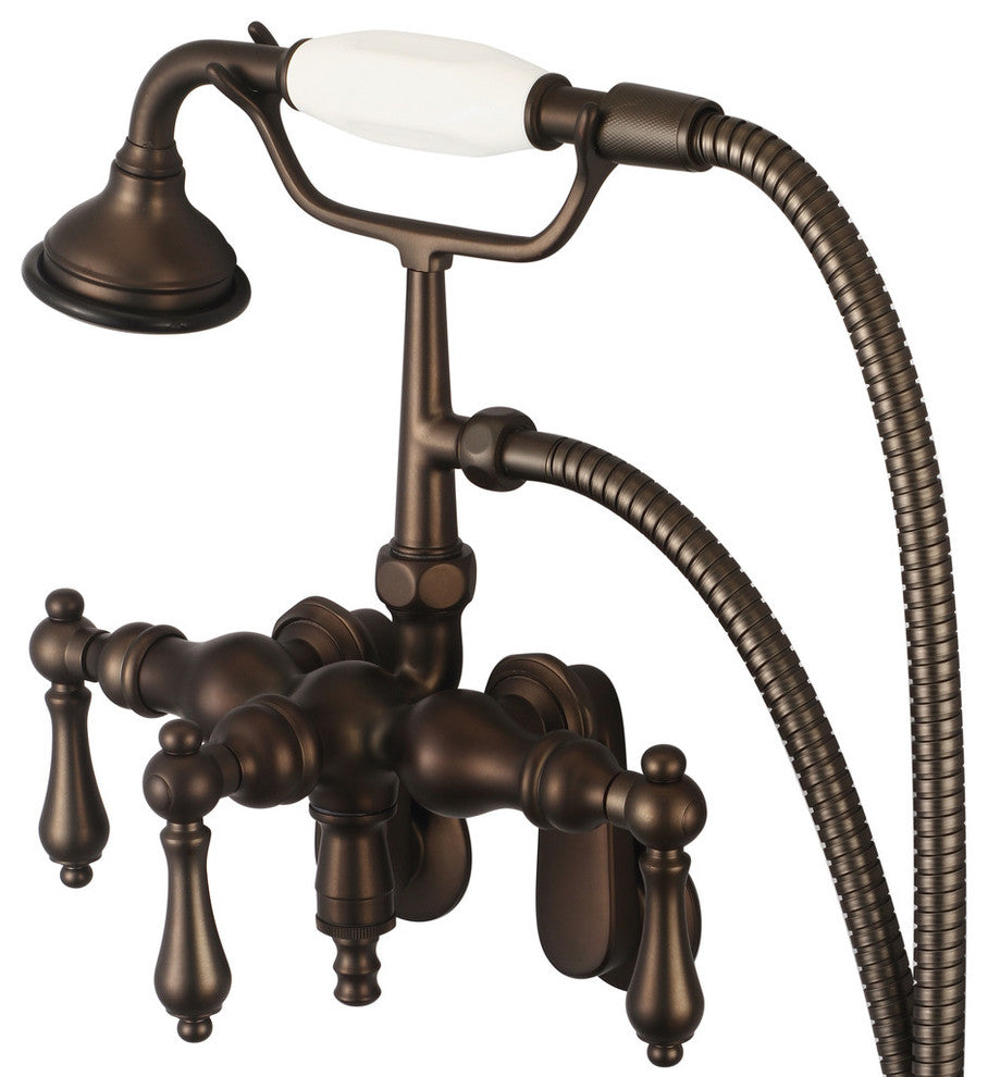 Vintage Classic Wall Mount Tub Faucet With Handshower, Oil Rubbed Bronze Finish