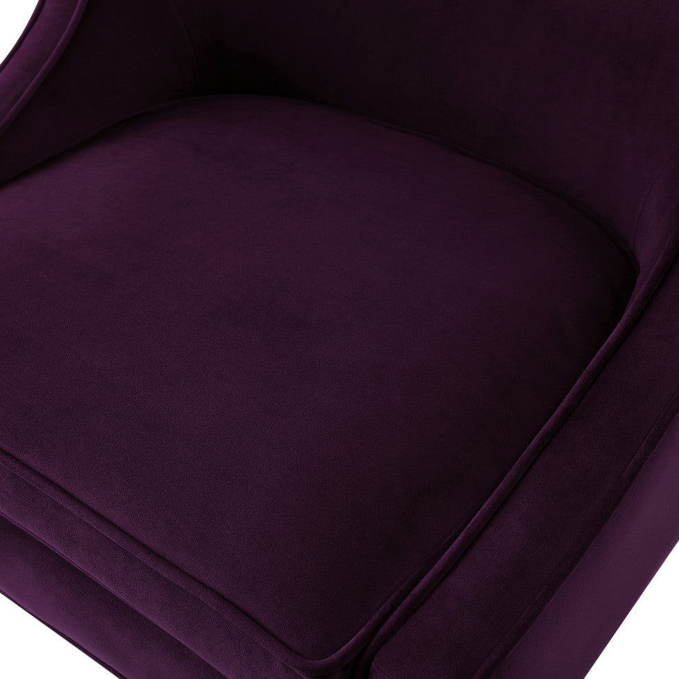 Nicole Miller Marc Velvet Accent Chair With Acrylic Legs, Purple