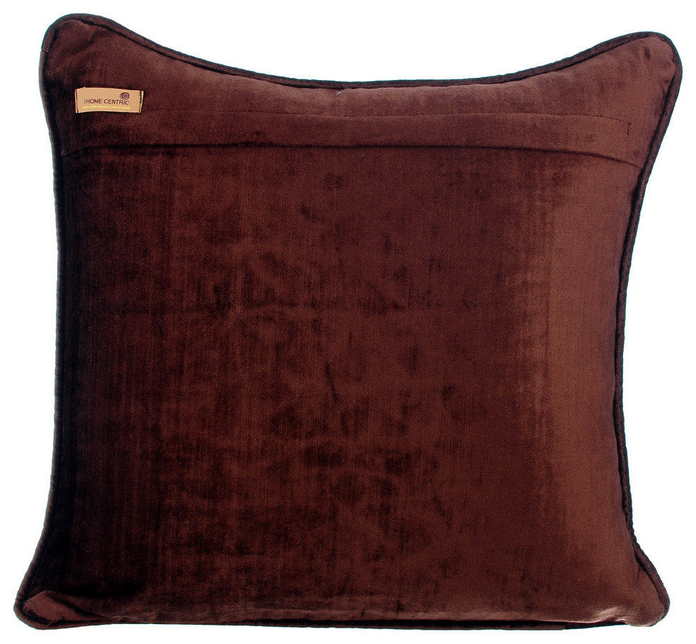 Brown Decorative Pillow Covers 14"x14" Velvet, Brown Knots