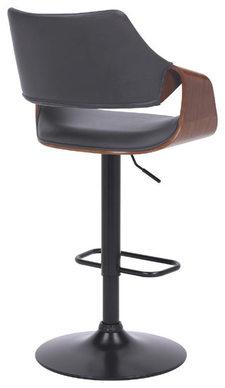 Benzara BM270039 Adjustable Barstool With Faux Leather, Black and Gray