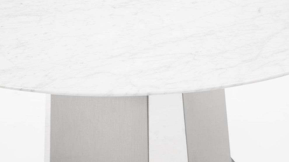 Riesling Carrara Marble and Stainless Steel Dining Table