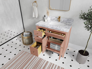 Sonoma 36" Right Offset Reeded Bath Vanity in Warm Terracotta, 2"  Viola Brown