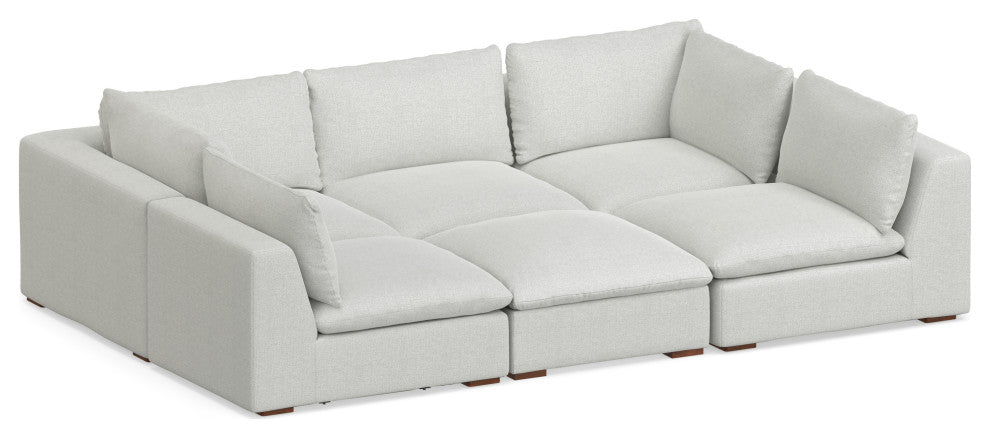 Jasmine Pit Sectional Modular Sofa in Performance Fabric, Cloud Grey