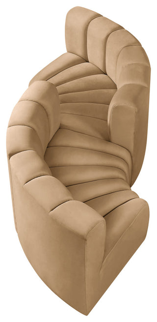 Arc Velvet Upholstered 4-Pc. Facing Modular Sectional, Camel