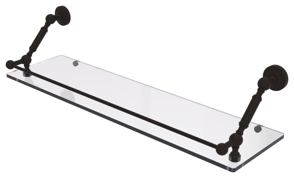 Waverly Place 30" Floating Glass Shelf with Gallery Rail, Oil Rubbed Bronze
