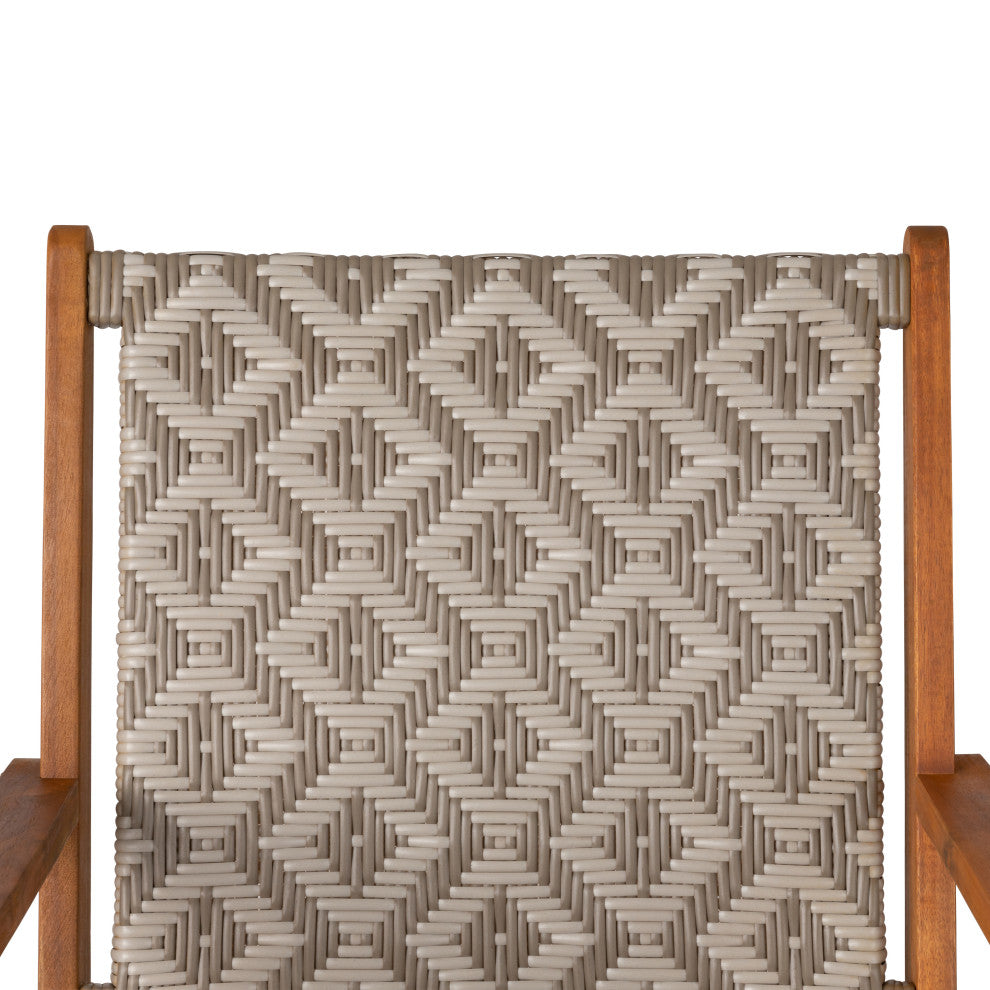 Vega Natural Stain Outdoor Chair in Diamond-Weave Wicker