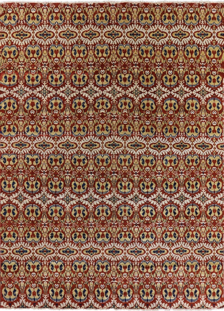 Ikat Modern Multicolor Hand-Knotted Oriental Wool Rug, 10'x14'