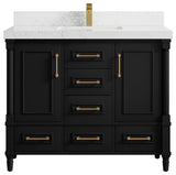 Aberdeen 42 Single Sink Bath Vanity in Black 2" Empira Quartz