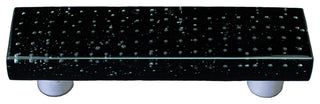 Art Glass Rectangle Pull, Black Post, Bubbles Black