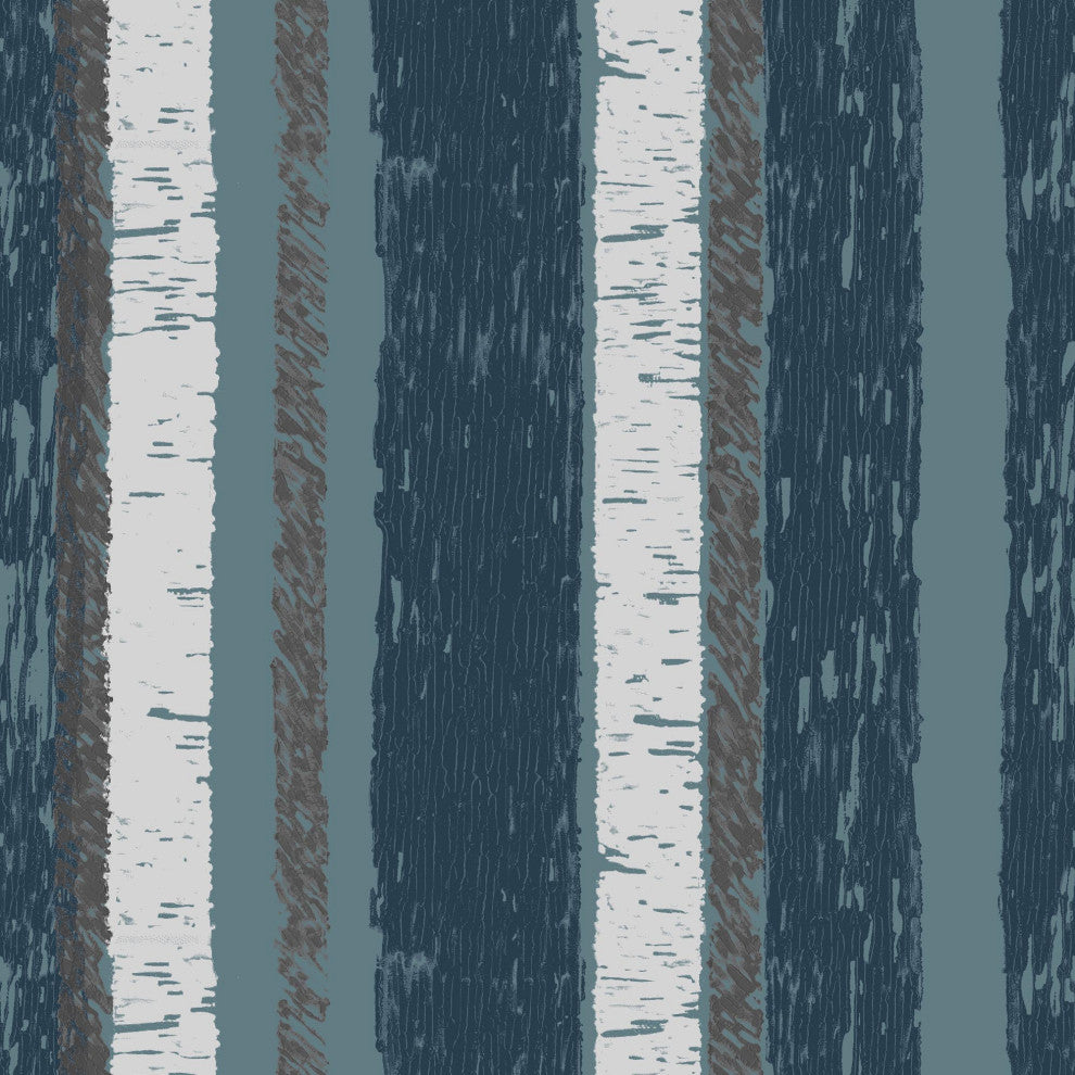 Birch Stripe Wallcovering, Cool Multi, Roll, Traditional